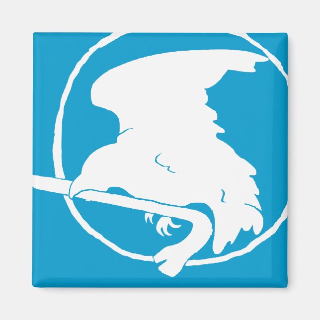 Íman Magnet em barra de galeria branca/azul, redonda e  (Frente)