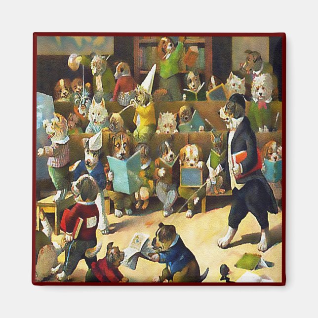 Íman Magnet: Escola de Cachorro de Louis Wain (Frente)