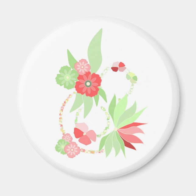 Íman Magnet fleurs tropicales roses (Frente)