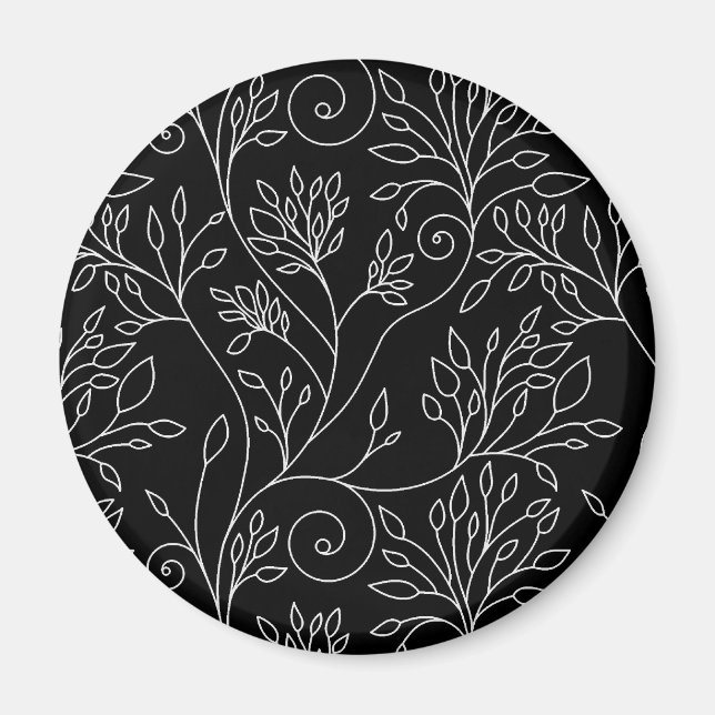 Íman Magnet floral preto e branco (Frente)