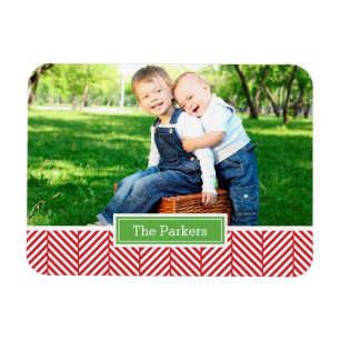 Íman Magnet Fotográfico de Herringbone Holiday Monogram