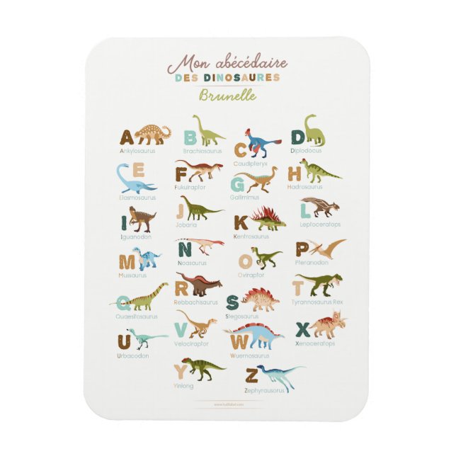 Íman Magnet Frigo Abécédaire Dinosaures (Français) (Vertical)