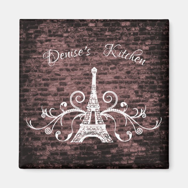 Íman Magnet Grunge Torre Eiffel Rosa Rosa (Frente)