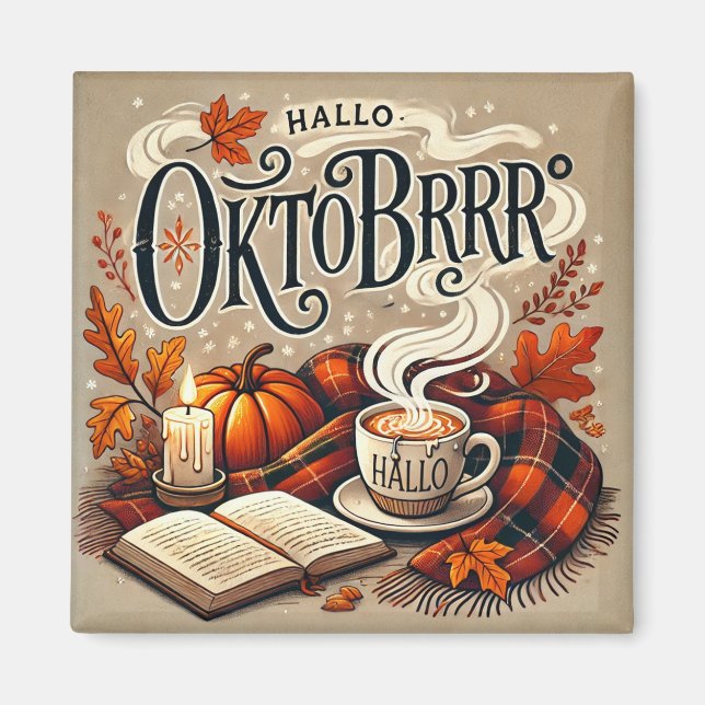 Íman Magnet: Hallo Oktobrrr Herbstdesign (Frente)
