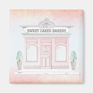 Íman Magnet Illustrated Bakery Cafe Comprado ao ar livr