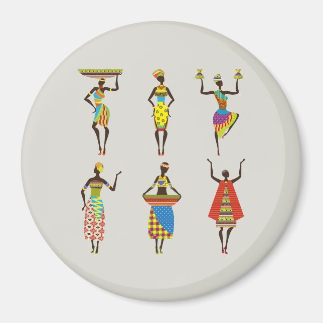 Íman Magnet ilustrado para mulheres africanas (Frente)