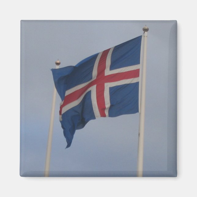 Íman Magnet islandês Flag Square (Frente)