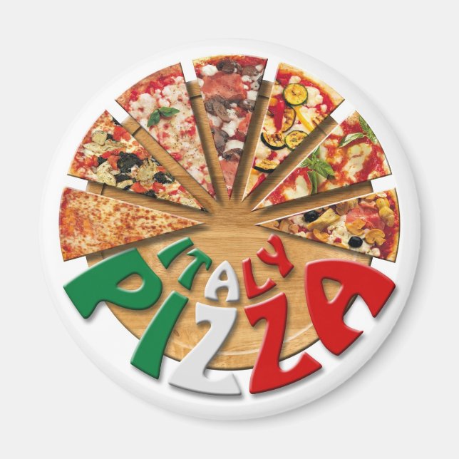 Íman Magnet Italy Pizza no conselho de corte (Frente)