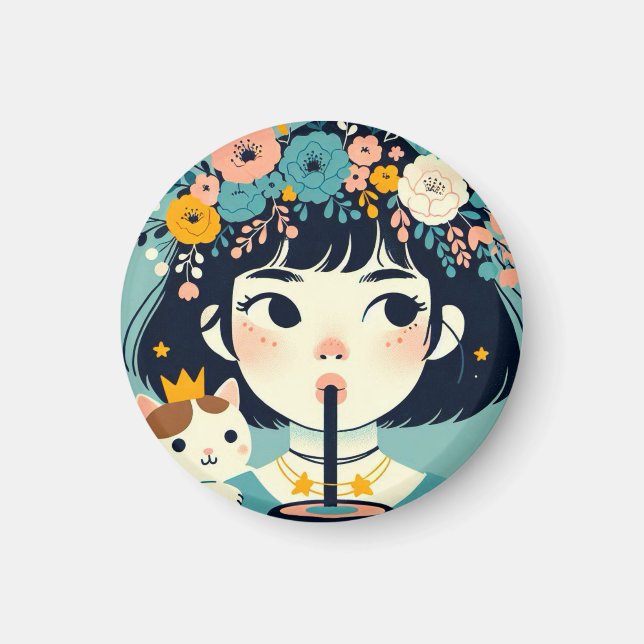Íman Magnet La petite fille au bubble tea“ (Frente)