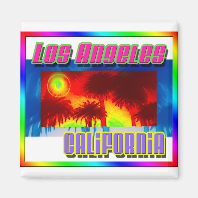 Íman Magnet "Los Angeles California Sunset Palm Trees" (Frente)