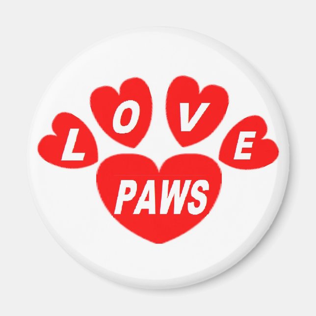Íman Magnet Love Paws Coração Vermelho (Frente)