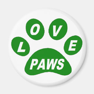 Íman Magnet Love Paws sobre Paws Green