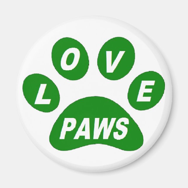 Íman Magnet Love Paws sobre Paws Green (Frente)