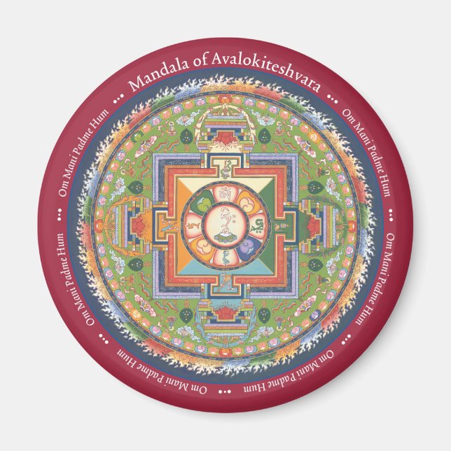 Íman MAGNET Mandala de Chenrezig (Compaixão) (Frente)