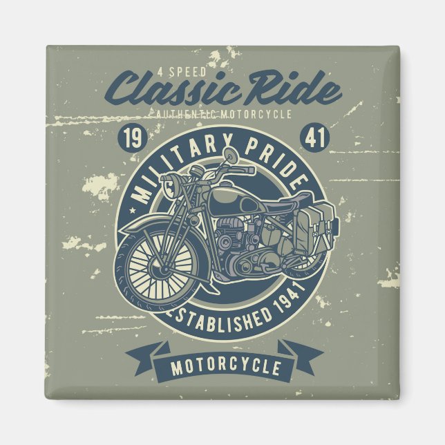 Íman Magnet Militar de Motocicletas Vintage (Frente)