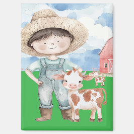 Íman Magnet mit Junge und Kalb