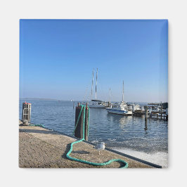 Íman Magnet mit Möwe am Hafenufer