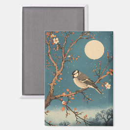 Íman Magnet - Moonlit Bird on Blossom Branch