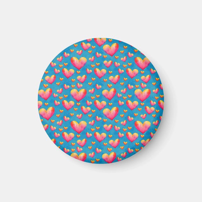 Íman Magnet Multicolor Watercolor Hearts (Frente)