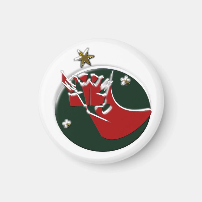 Íman Magnet Natal Papai Noel está chegando ao círculo d (Frente)