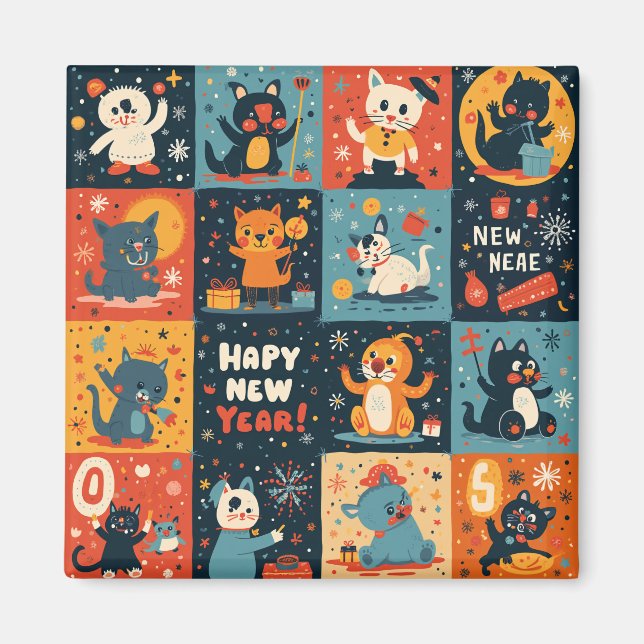 Íman Magnet padrão de Ano Novo (Frente)