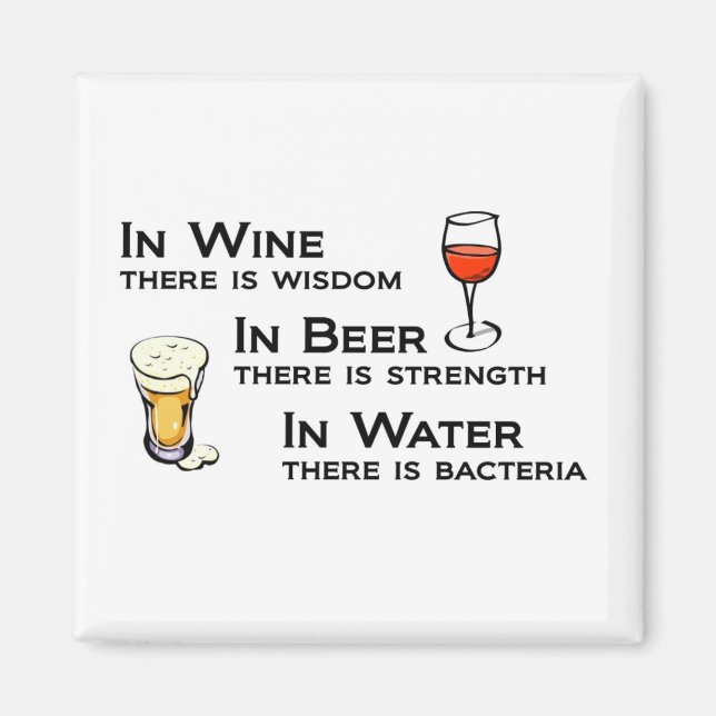 Íman Magnet para amantes de vinho e cerveja, com humor (Frente)