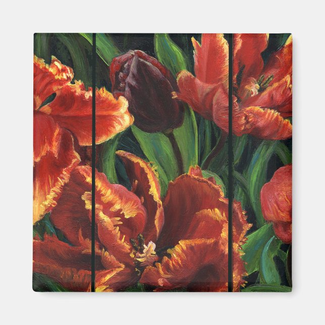 Íman Magnet "Parrot Tulips Triptych" (Frente)