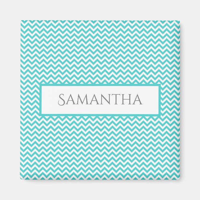 Íman Magnet Personalizado Chevron Simples Teal (Frente)