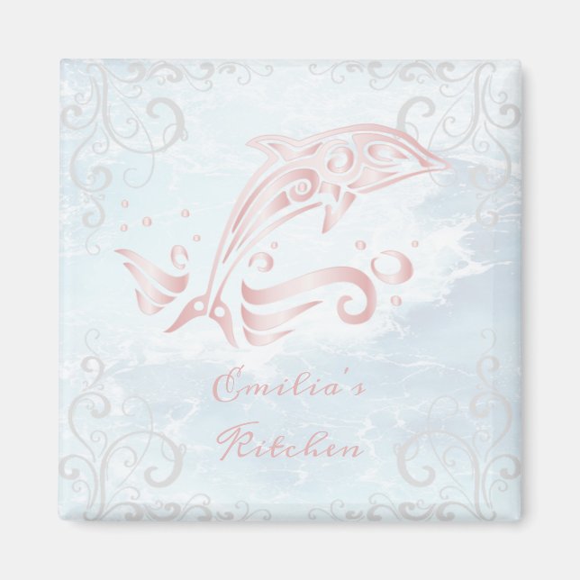 Íman Magnet Personalizado de Golfinho Rosa (Frente)