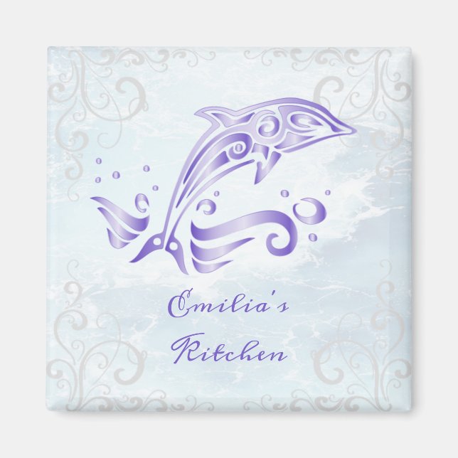 Íman Magnet Personalizado de Golfinho Roxo (Frente)