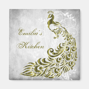 Íman Magnet Personalizado de Peacock Dourado