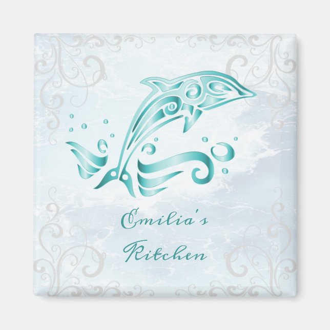 Íman Magnet Personalizado do Golfinho Teal (Frente)