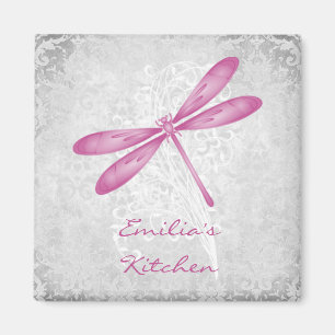 Íman Magnet Personalizado Magenta Dragonfly