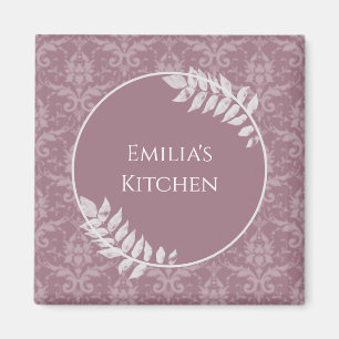 Íman Magnet Personalizado Mauve Elegant Damask
