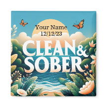 Magnet Personalizado Sobriety Clean & Sober