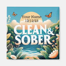 Íman Magnet Personalizado Sobriety Clean & Sober