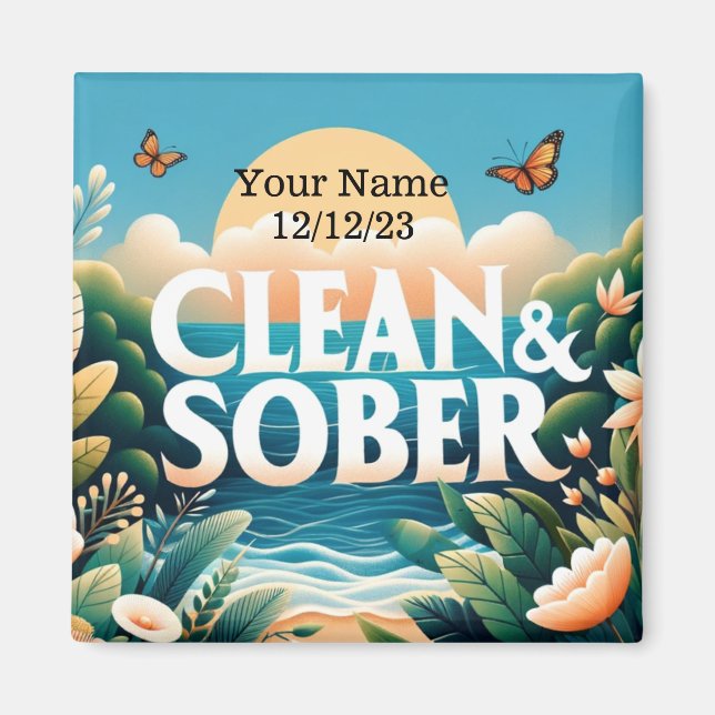 Íman Magnet Personalizado Sobriety Clean & Sober (Frente)