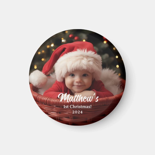 Íman Magnet Personalizável da Primeira Família de Natal (Frente)
