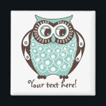 Íman Magnet Personalizável de Coruja Tawny Azul<br><div class="desc">Blue Quirky Tawny Owl Customizable Magnet Uma ilustração fofa e peculiar de uma coruja azul ornamentado com corpo de padrão escallop-edge. O texto deste item pode ser personalizado.</div>