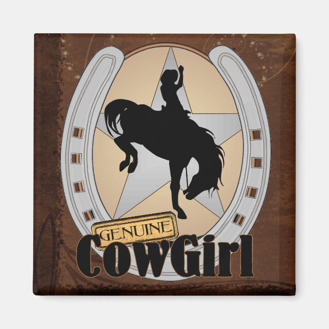 Íman Magnet Personalizável de Rodeio de Cowgirl (Frente)