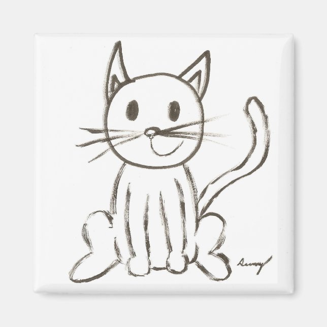 Íman Magnet Pintado Quadrado de Gatinho (Frente)