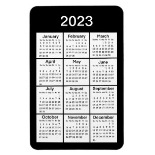 Íman Magnet Preto Mini Calendário 2023