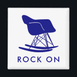 Íman Magnet Quadrado de Cadeira do Rocker Moderno do Me<br><div class="desc">Celebre o seu amor pelo moderno século médio e pelo Eames com estes ímãs que apresentam a silhueta do foguete plástico moldado em azul marinho. Rock On!</div>