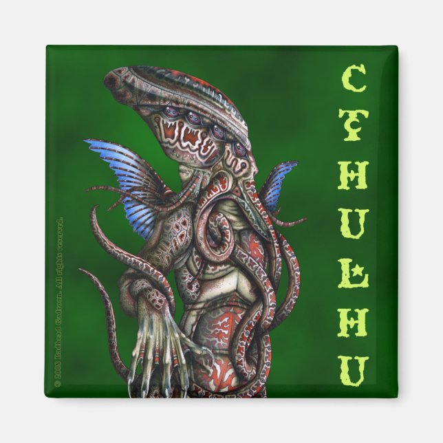 Íman Magnet Quadrado de Cthulhu (Frente)