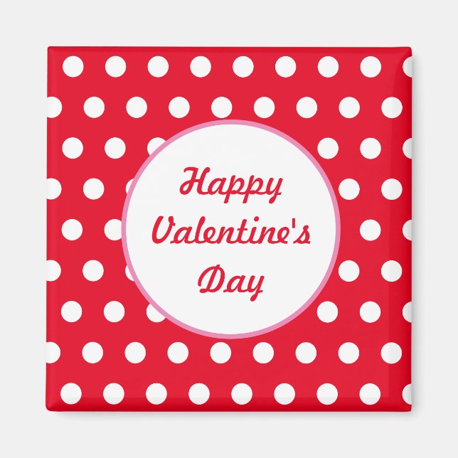 Íman Magnet Quadrado do feliz dia de os namorados (Verm (Frente)