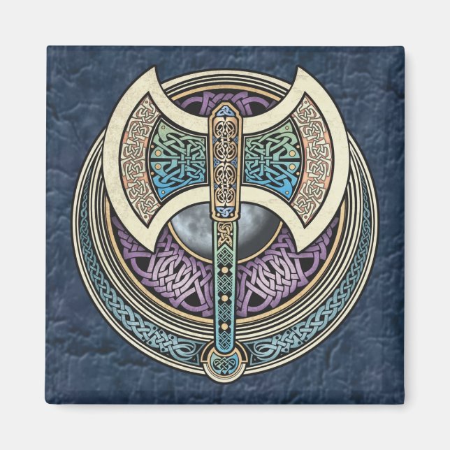 Íman Magnet Quadrado do Knotwork Labrys (Frente)