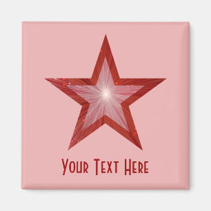 Íman Magnet quadrado 'Seu Texto' do Red Star