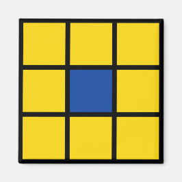 Íman Magnet Quadrate Blume Gelb Blau