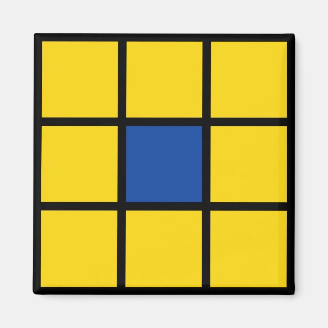 Íman Magnet Quadrate Blume Gelb Blau (Frente)