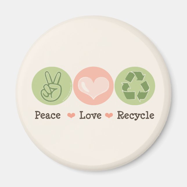 Íman Magnet Reciclar Peace Love (Frente)